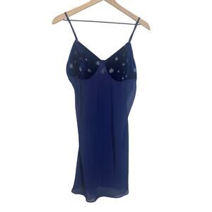 Avon Intimates Chiffon & Velvet Babydoll Nightie Chemise Glitter Stars Sz L